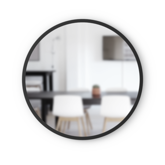 Umbra 24" Black Hub Decorative Round Wall Mirror